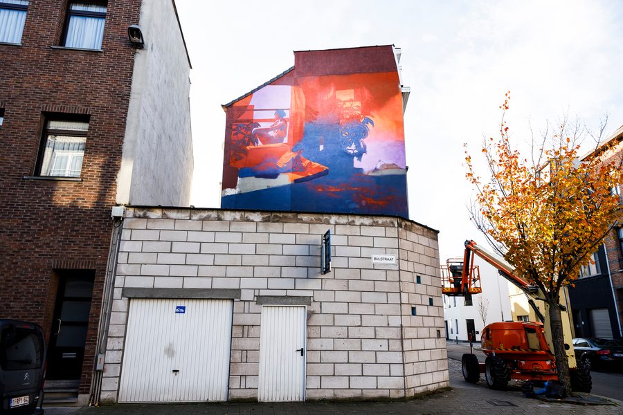 Streetart op de hoek van de Kortrijkstraat met de Bijlstraat